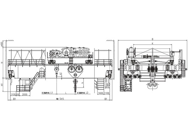 QD型500、100~550、100t吊鉤橋式起重機