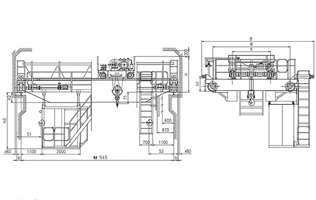 &nbsp;QD型5t吊鉤橋式起重機